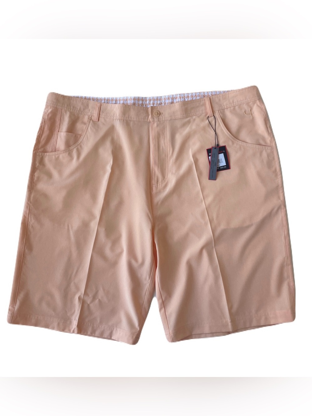 Men's 44 Short Par 4 Lido Golf Shorts Sunset Peach Lightweight Flat Front NWT